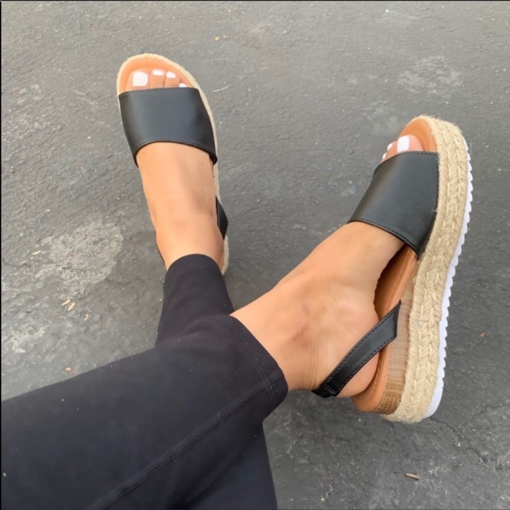 Leatherette Sling Back Espadrille Flatforms